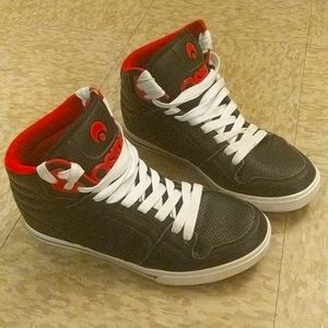 Osiris sneakers size 8.5 black red and  white